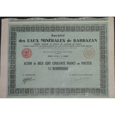 Sté des Eaux Minérales de Barbazan (Act 250 F)