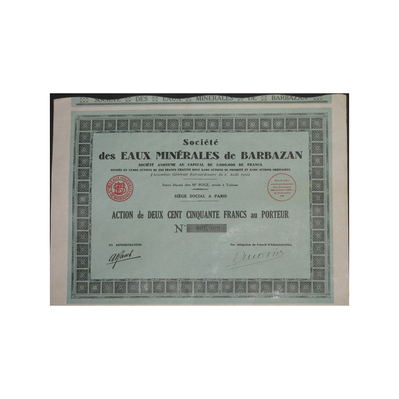 Sté des Eaux Minérales de Barbazan (Act 250 F)