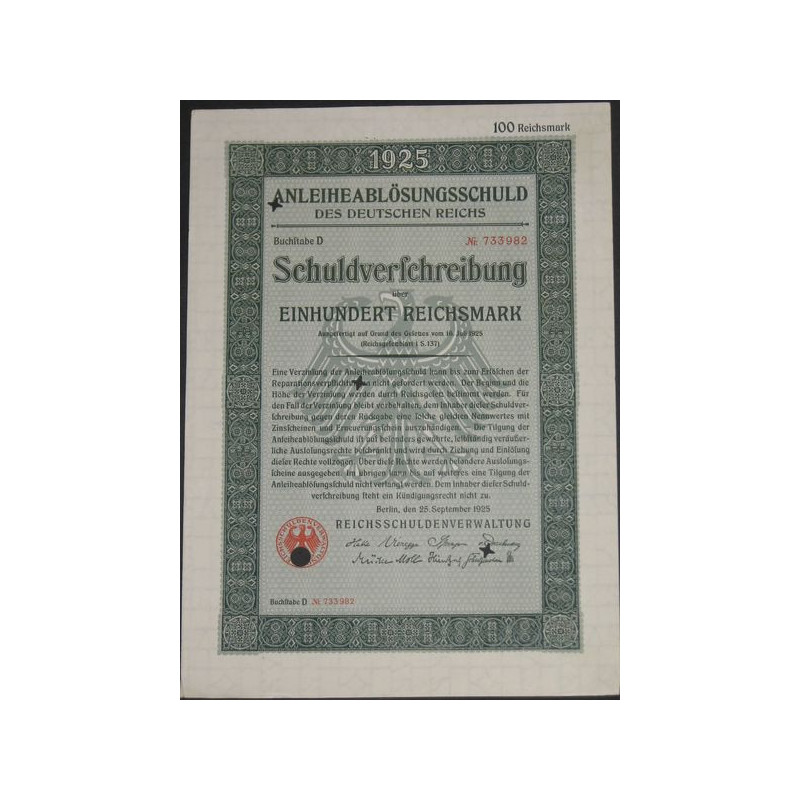 Anleiheablösungsschuld des Deutschen Reischs (100 Rm) (modèle1)