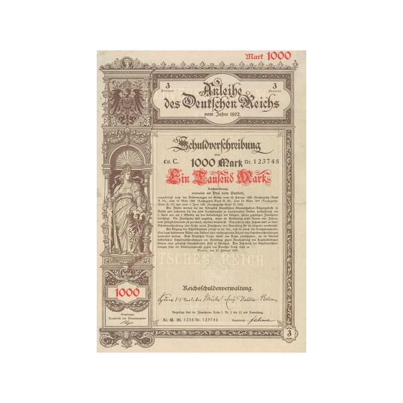 Anleihe des Deutschen Reichs vom Jahre 1892 (1000 Marks)
