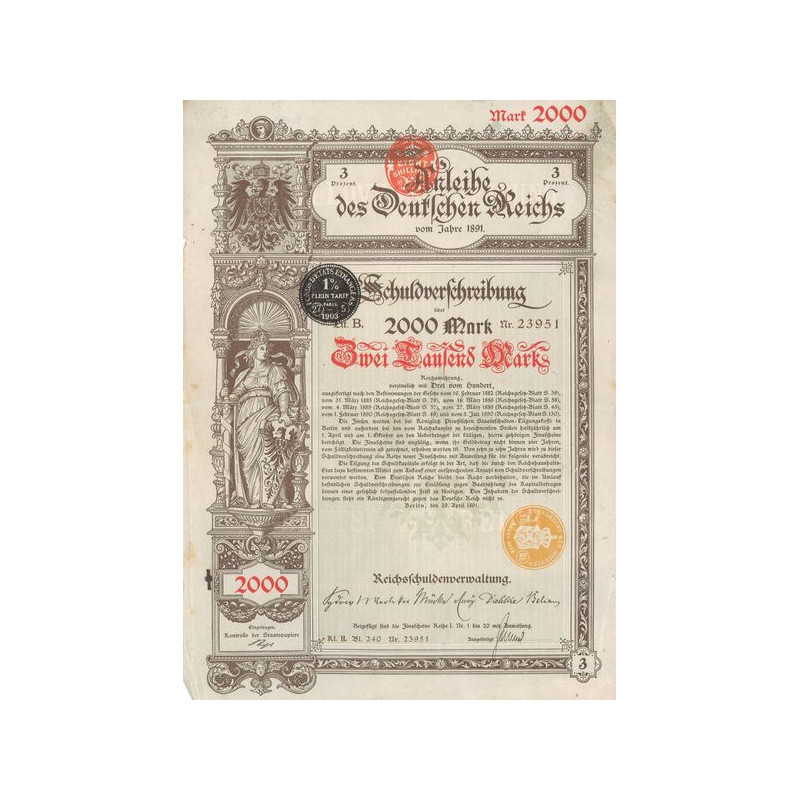 Anleihe des Deutschen Reichs vom Jahre 1892 (2000 Marks)