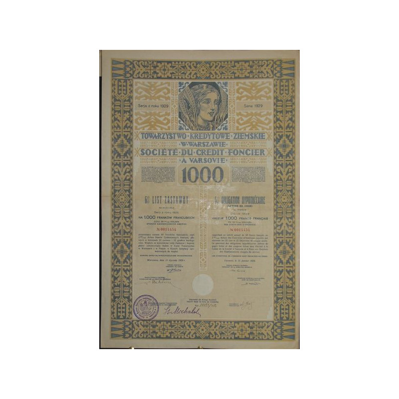 Sté du Crédit Foncier - Lettre de gage