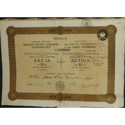 Sté des Hauts-Fourneaux et des Usines d'Ostrowiec (Act 050 Zlotys)