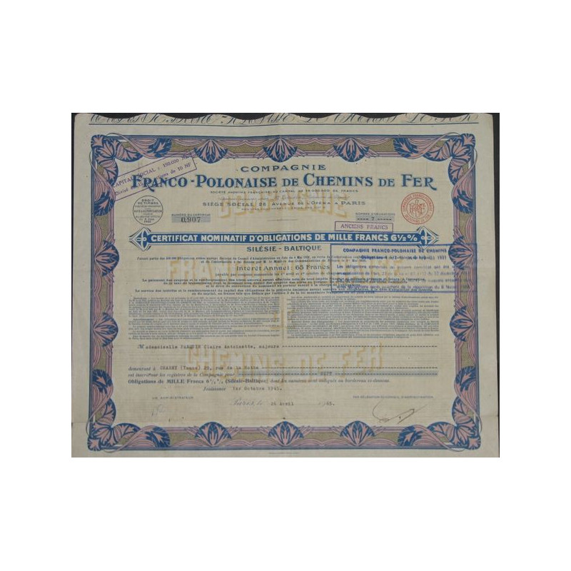 Cie Franco-Polonaise de Chemins de Fer (Nomin)