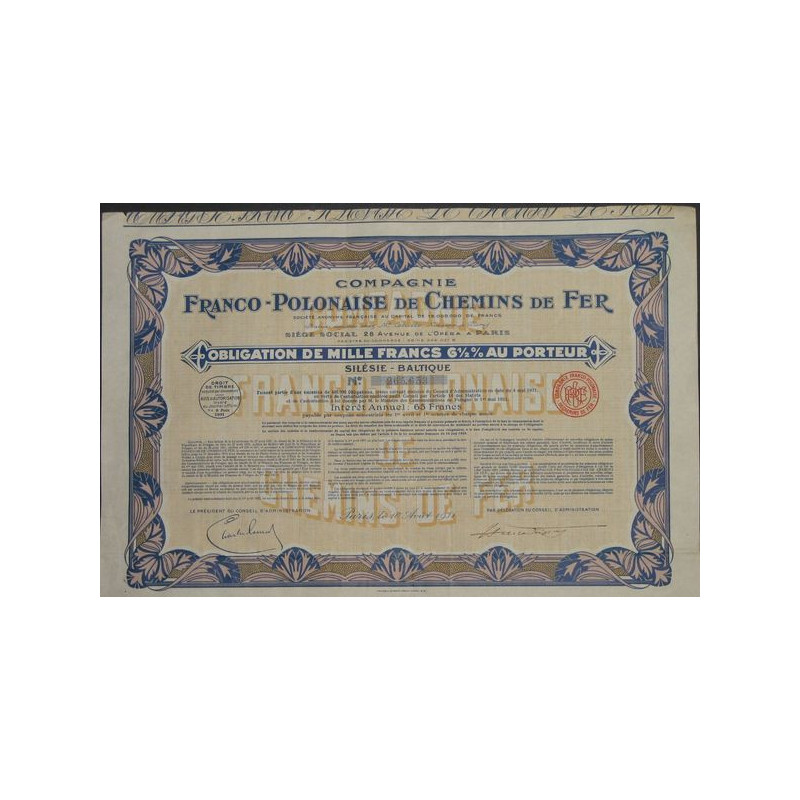 Cie Franco-Polonaise de Chemins de Fer (Obl)