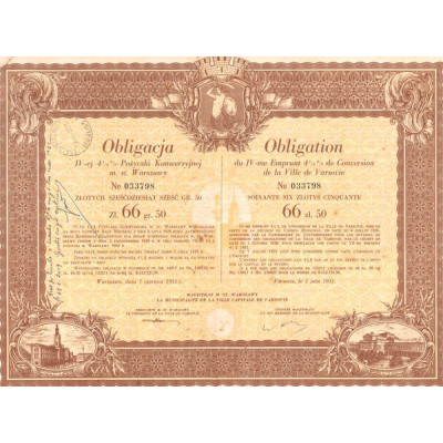IV-me Emprunt 4 1/2 % de Conversion de la Ville de Varsovie