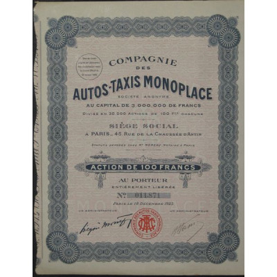 Cie des Autos-Taxis Monoplace