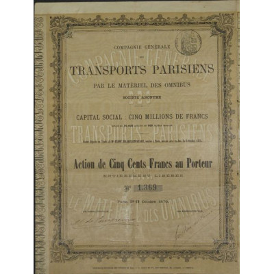 Cie Gale des Transports Parisiens par le Matériel des Omnibus
