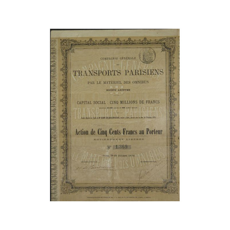 Cie Gale des Transports Parisiens par le Matériel des Omnibus