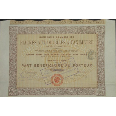 Cie Commerciale des Fiacres Automobiles à Taximètre