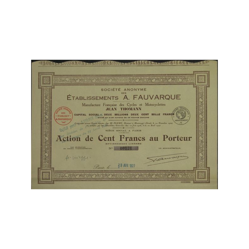 S.A. des Ets A. Fauvarque (Act)