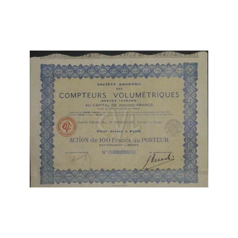 S.A. des Compteurs Volumétriques (Brevet Letreux)