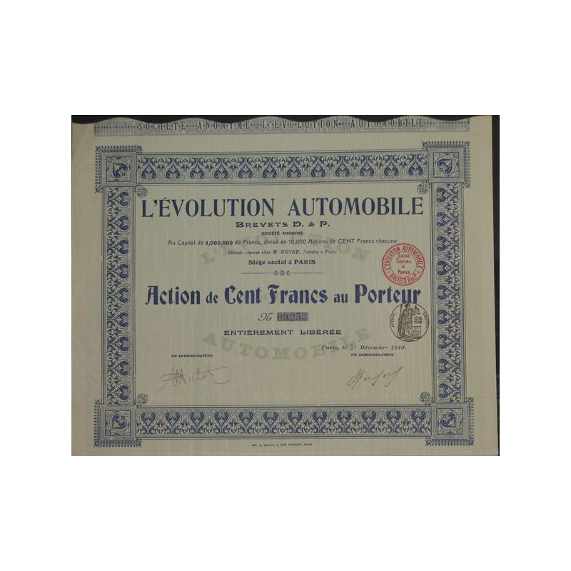 L'Evolution Automobile Brevets D. & P.