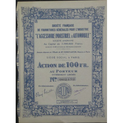 Sté Française de Fournitures Générales pour l'Industrie "L'accessoire Industriel & Automobile"