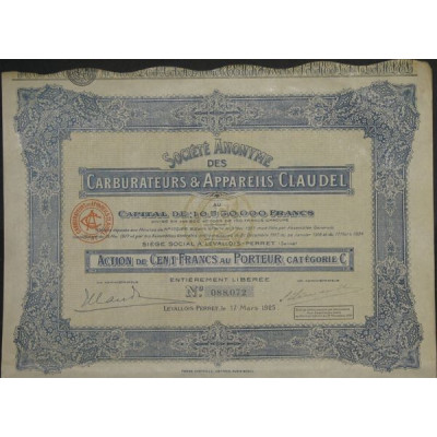 S.A. des Carburateurs & Appareils Claudel (Act 100 F cat C)