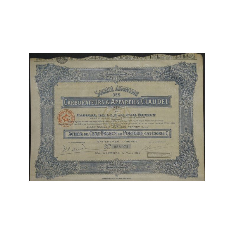 S.A. des Carburateurs & Appareils Claudel (Act 100 F cat C)