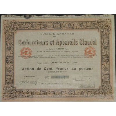 S.A. des Carburateurs & Appareils Claudel (Act 100 F marron)