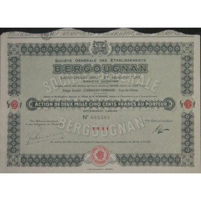 Sté Gale des Ets Bergougnan Caoutchouc Brut et Manufacture (Act 2500 F)