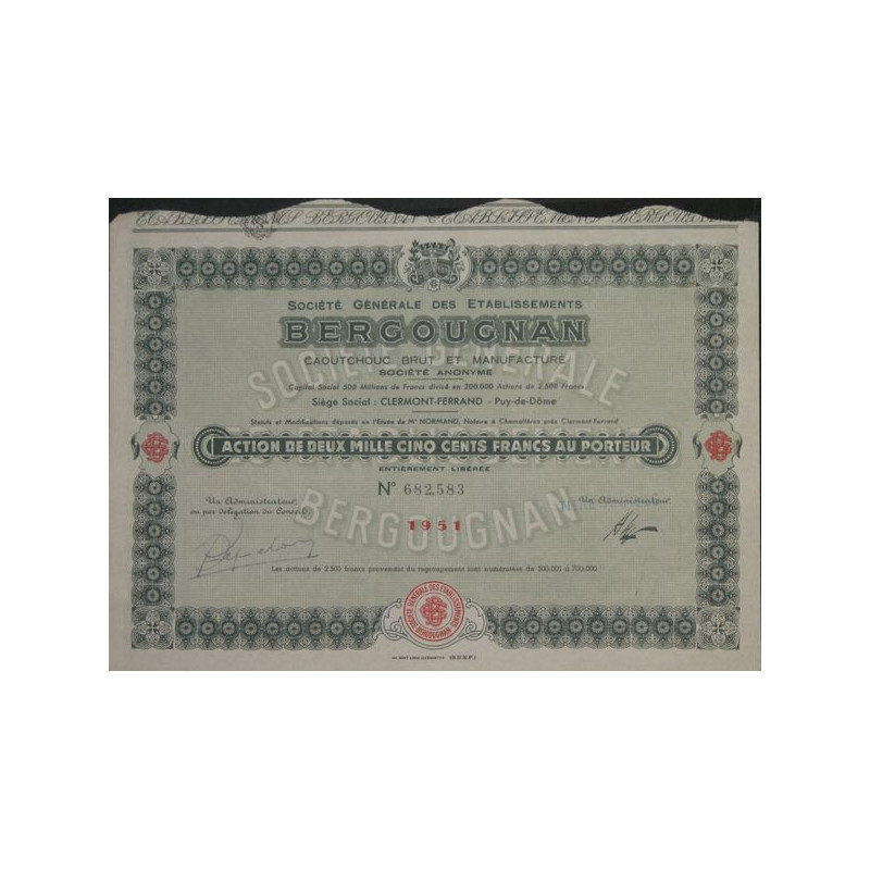 Sté Gale des Ets Bergougnan Caoutchouc Brut et Manufacture (Act 2500 F)