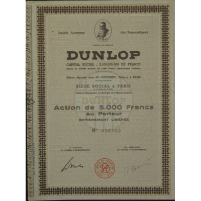 Dunlop (Act 5000 F) (Usines à Montluçon au Bourget et à Mantes-la-Jolie)