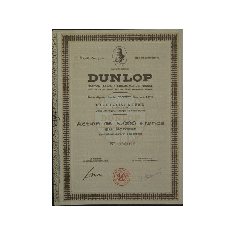 Dunlop (Act 5000 F) (Usines à Montluçon au Bourget et à Mantes-la-Jolie)