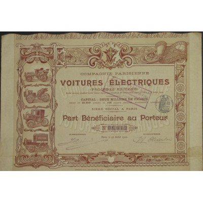 Cie Parisienne des Voitures Electriques (Procédés Kriéger) (PB)