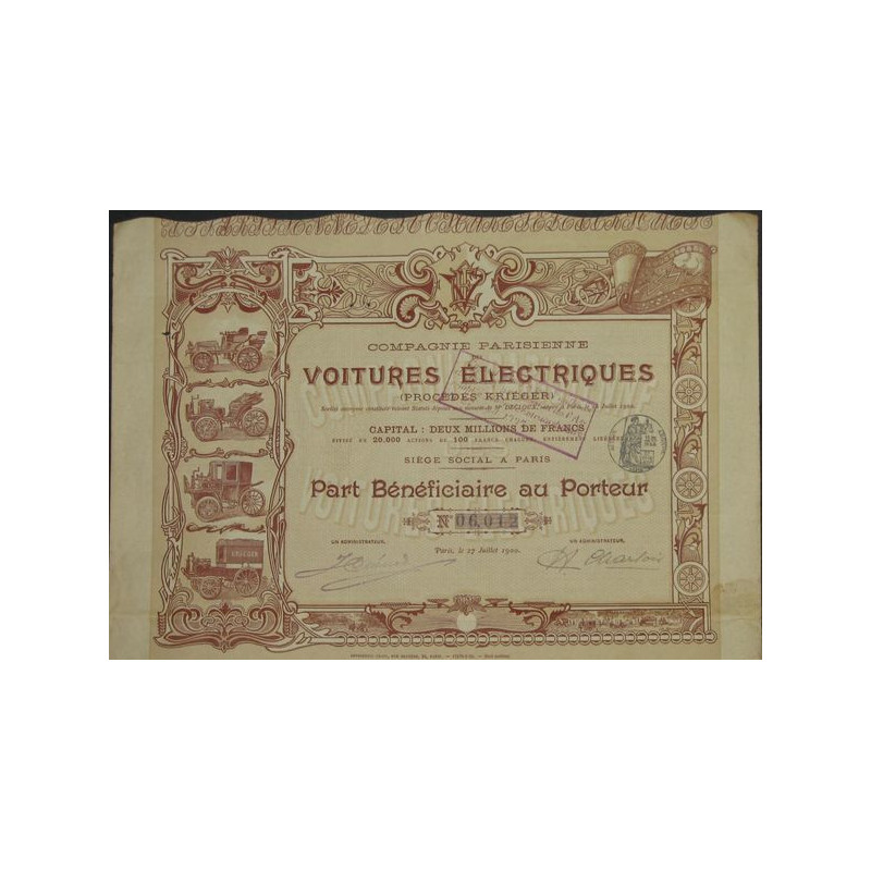Cie Parisienne des Voitures Electriques (Procédés Kriéger) (PB)
