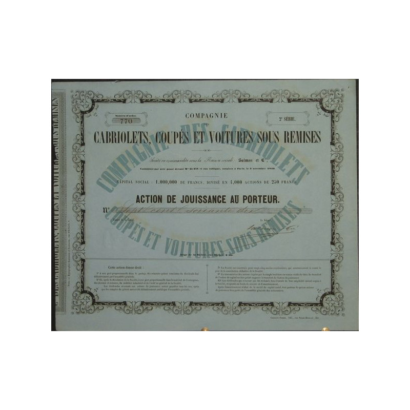 Cie des Cabriolets Coupés et Voitures sous Remises (Act Jouissance)