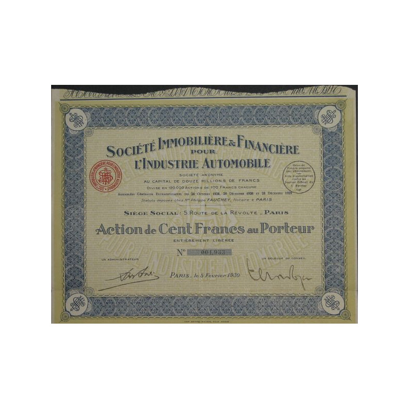 Sté Immobilière & Financière pour l'Industrie Automobile