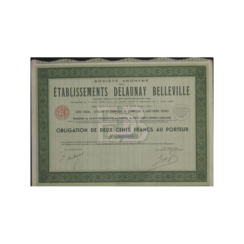 S.A. des Ets Delaunay Belleville (Obl)