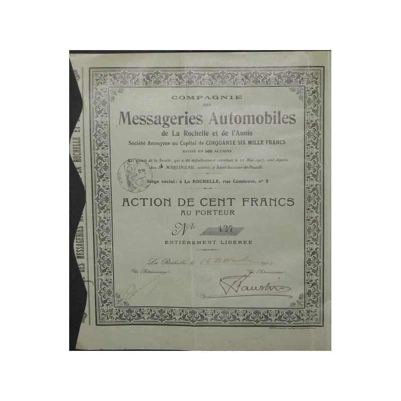 Cie des Messageries Automobiles de la Rochelle et de l'Aunis