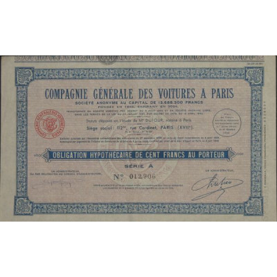 Cié Gale des Voitures à Paris (Obl)