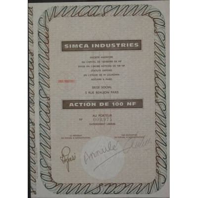 Sté des Automobiles Simca (Act 100 NF)