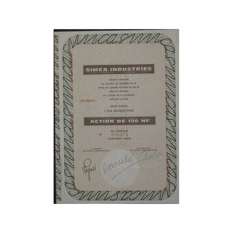 Sté des Automobiles Simca (Act 100 NF)