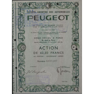S.A. des Automobiles Peugeot (Act 62.50 F)
