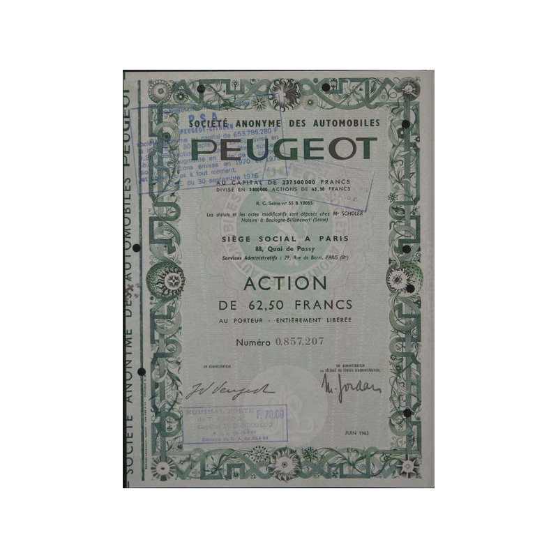 S.A. des Automobiles Peugeot (Act 62.50 F)
