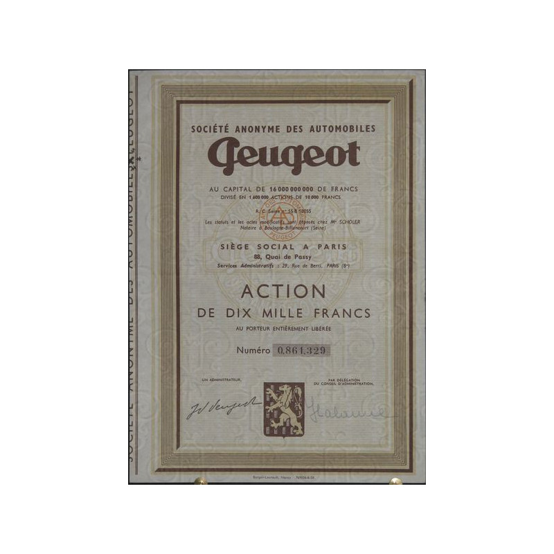 S.A. des Automobiles Peugeot (Act 10000 F)