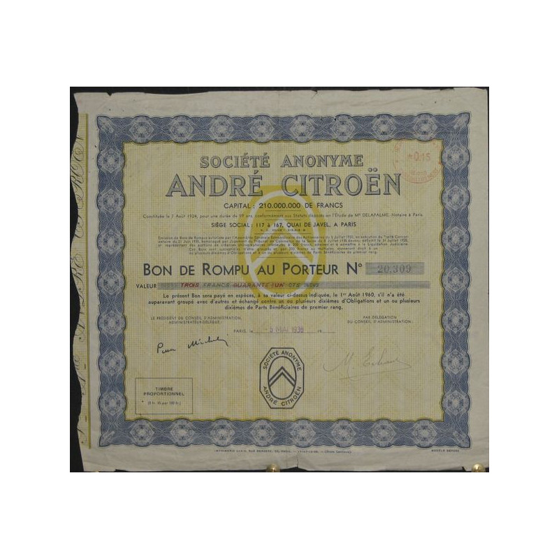 S.A. André Citroën (Bon de Rompu)