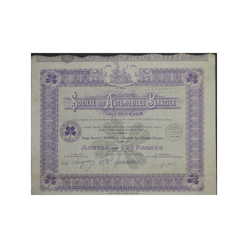 Sté des Automobiles Brasier (Act 1926)