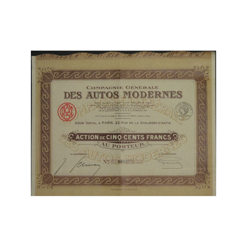 Cie Gale des Autos Modernes (Act)