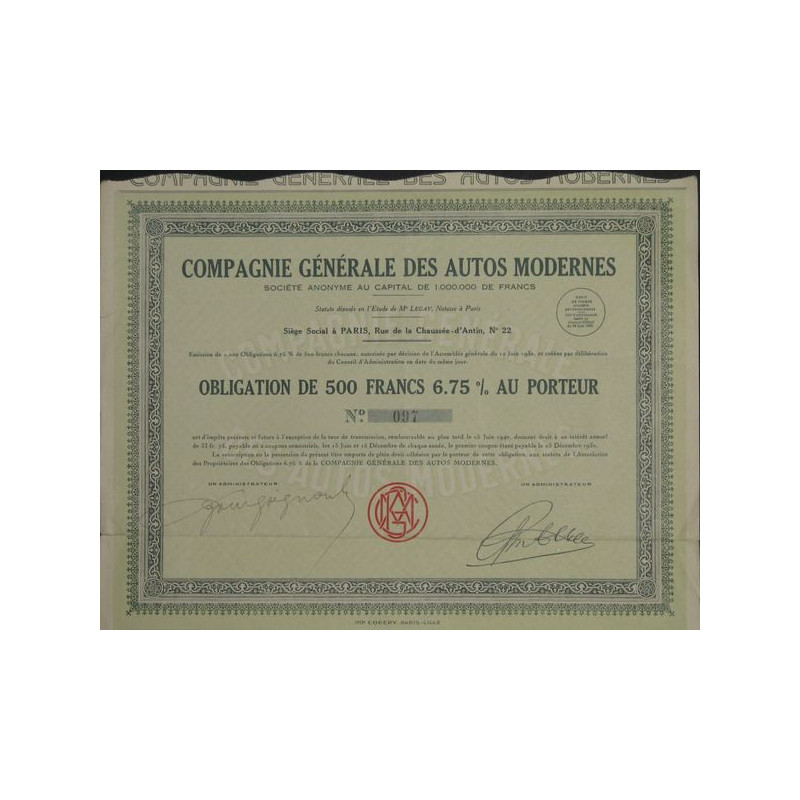 Cie Gale des Autos Modernes (Obl)