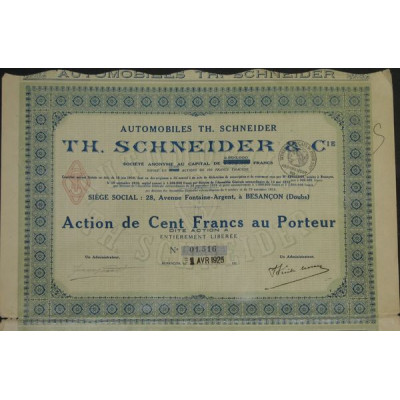 Automobiles Th. Schneider et Cie (Act 100 F)