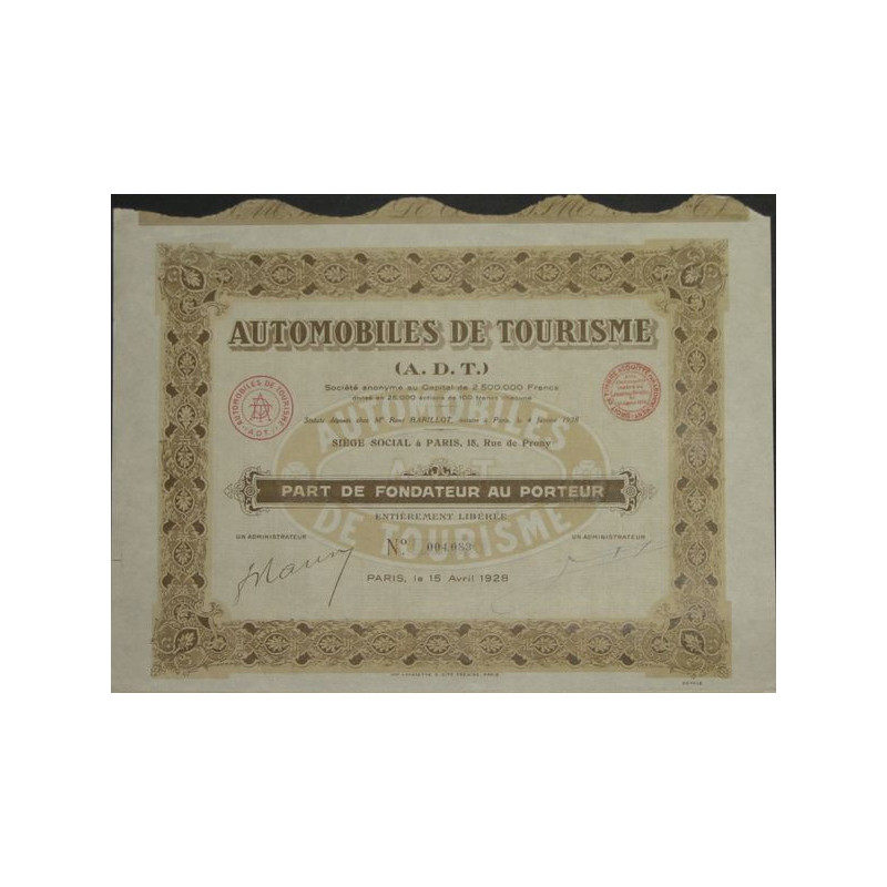 Automobiles de Tourisme (A.D.T.) (PF)