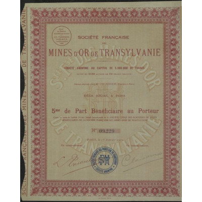 Sté Française des Mines d'Or de Transylvanie (5ème PB)