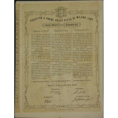 Prestito a Premi della Citta di Milano 1866