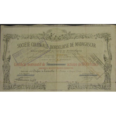 Sté Coloniale Bordelaise de Madagascar