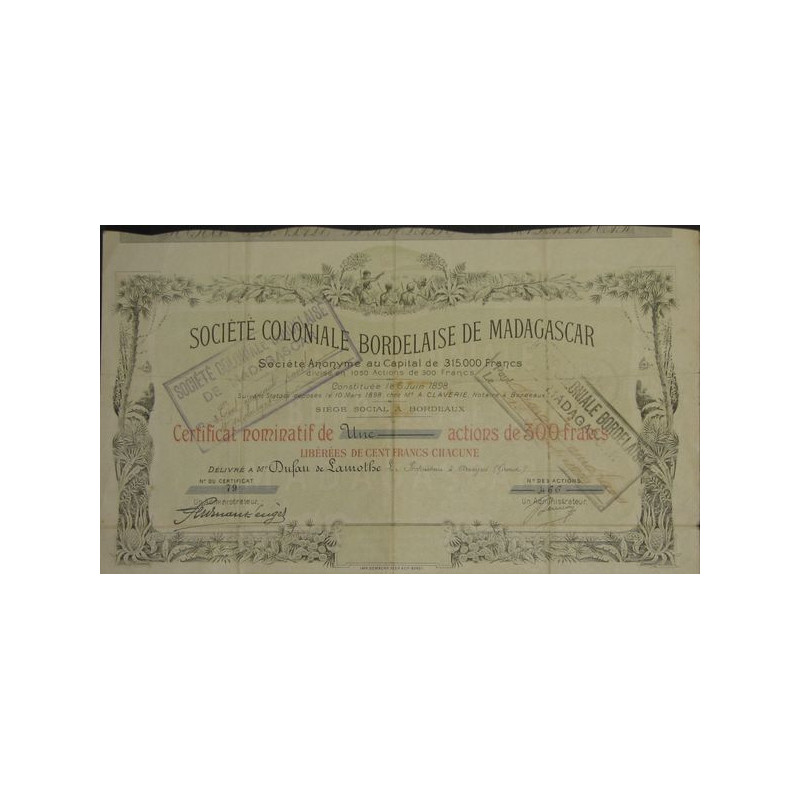 Sté Coloniale Bordelaise de Madagascar