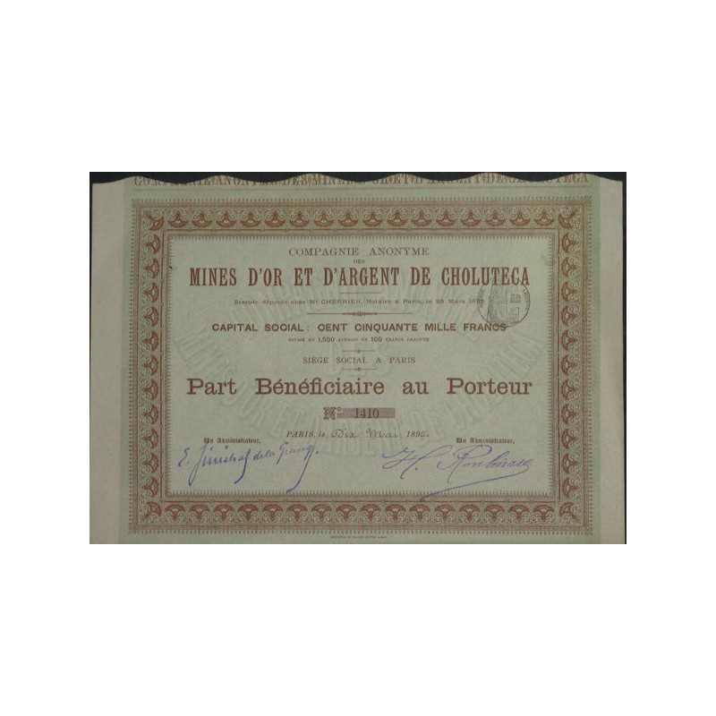 Cie Anonyme des Mines d'Or et d'Argent de Choluteca
