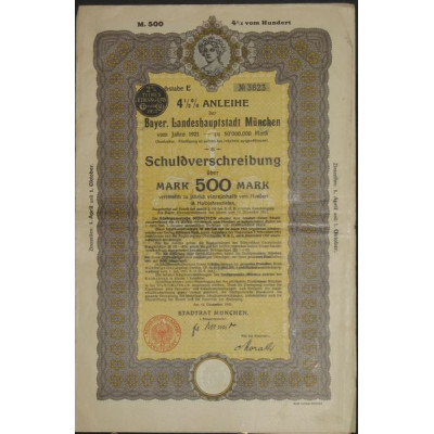 4 1/2 % Anleihe der Bayer. Landeshauptstadt München vom jahre 1921