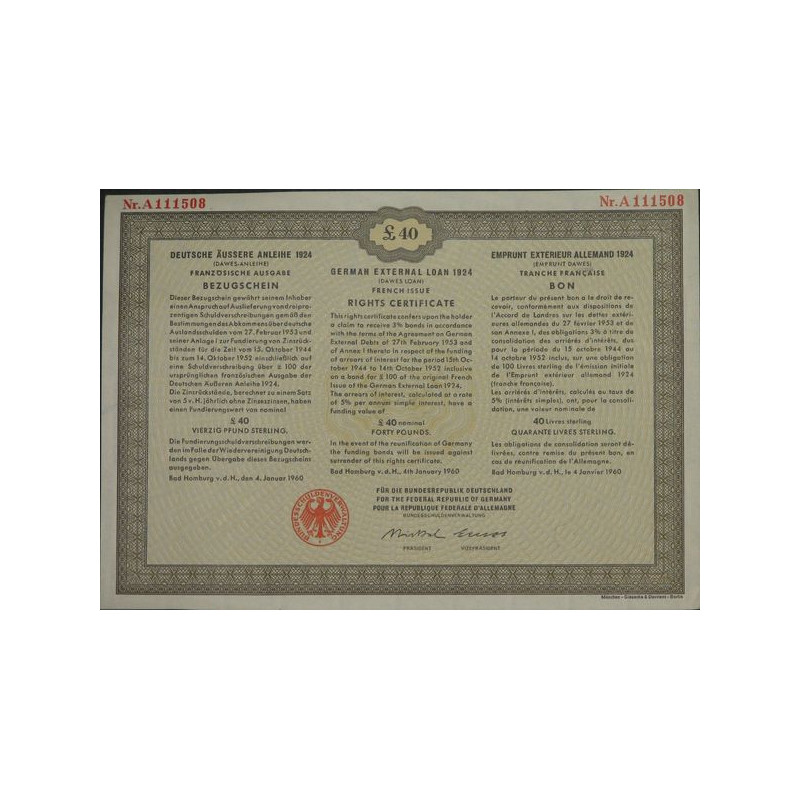 Emprunt Extérieur Allemand 1924